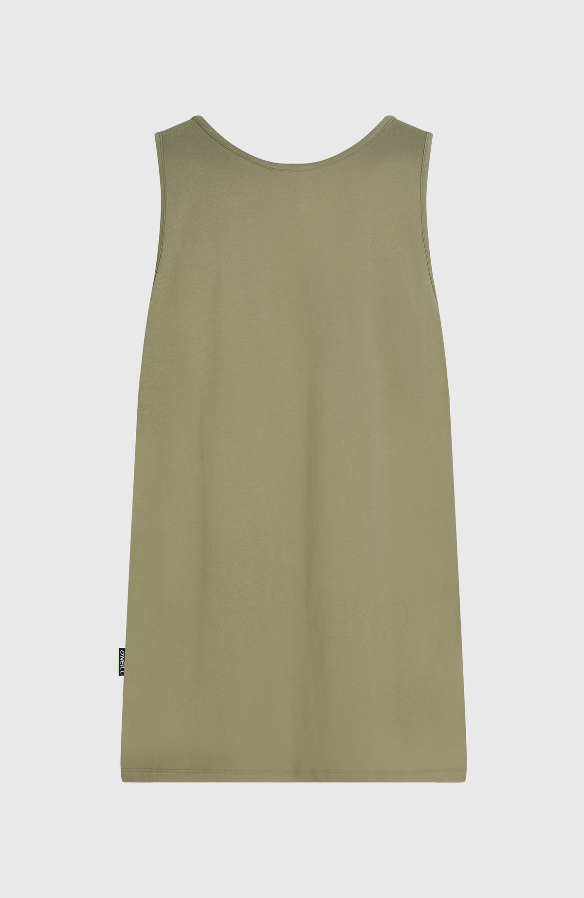 Graphic Tanktop für Herren, grün mit Logo-Print in Hellgrün, flach liegend von hinten mit dezentem Saumlabel