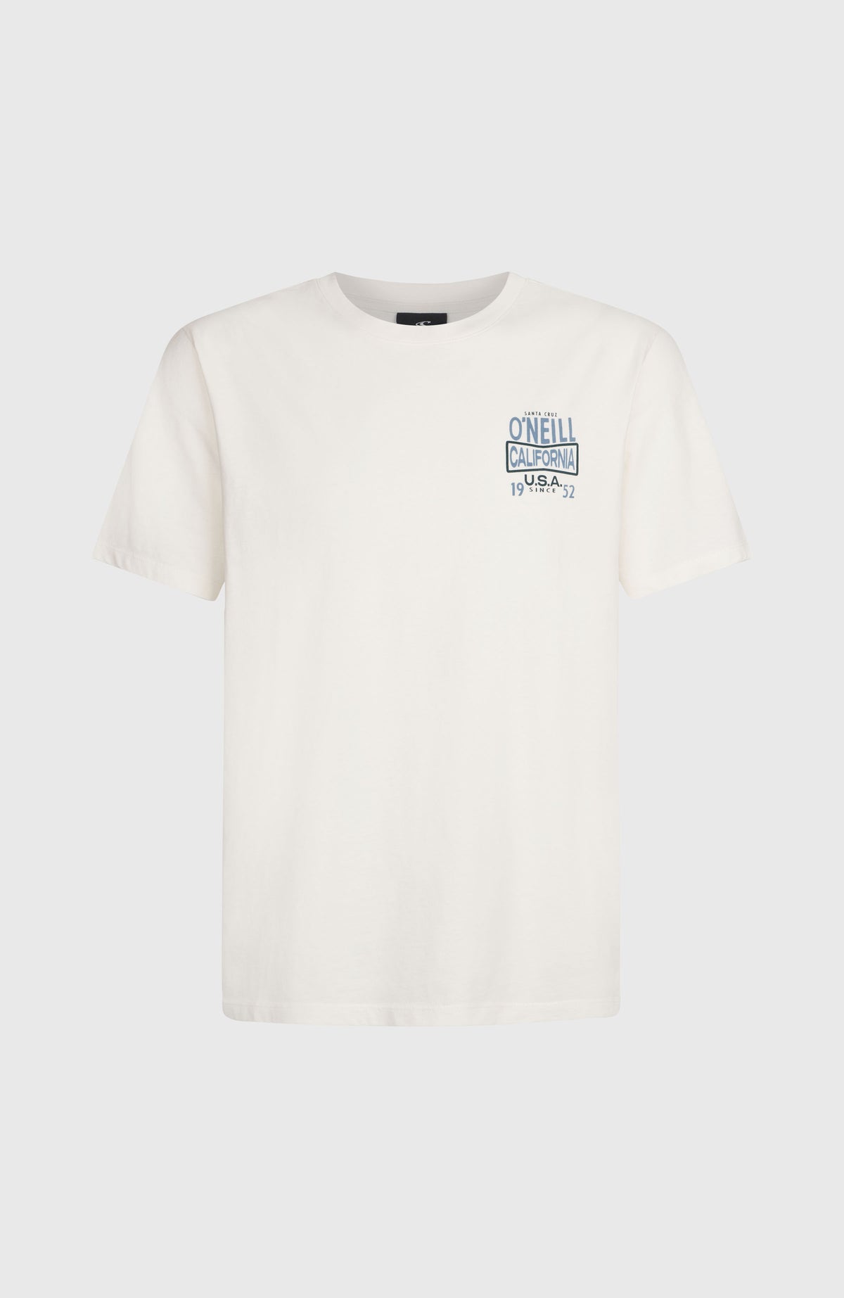 O'NEILL CALI T-SHIRT für Herren, weiß mit Logo-Print in Blau auf der Brust, freigestellte Vorderansicht