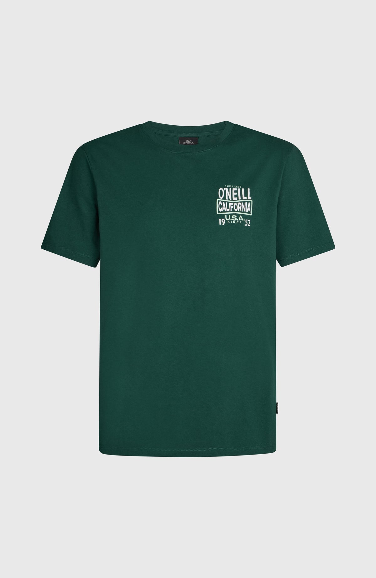 O'NEILL CALI T-SHIRT für Herren, grün mit Logo-Print in Weiß auf der Brust, Vorderansicht freigestellt