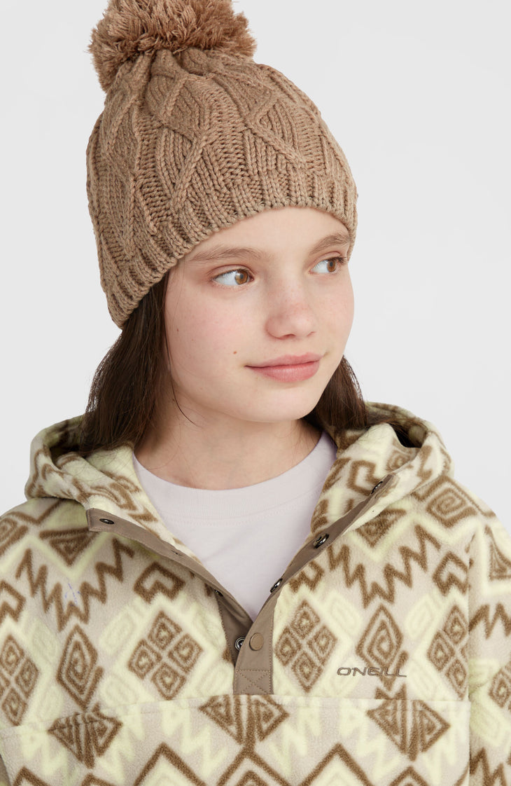 Superfleece Hoodie mit Halbreißverschluss | Grey Retro Ikat