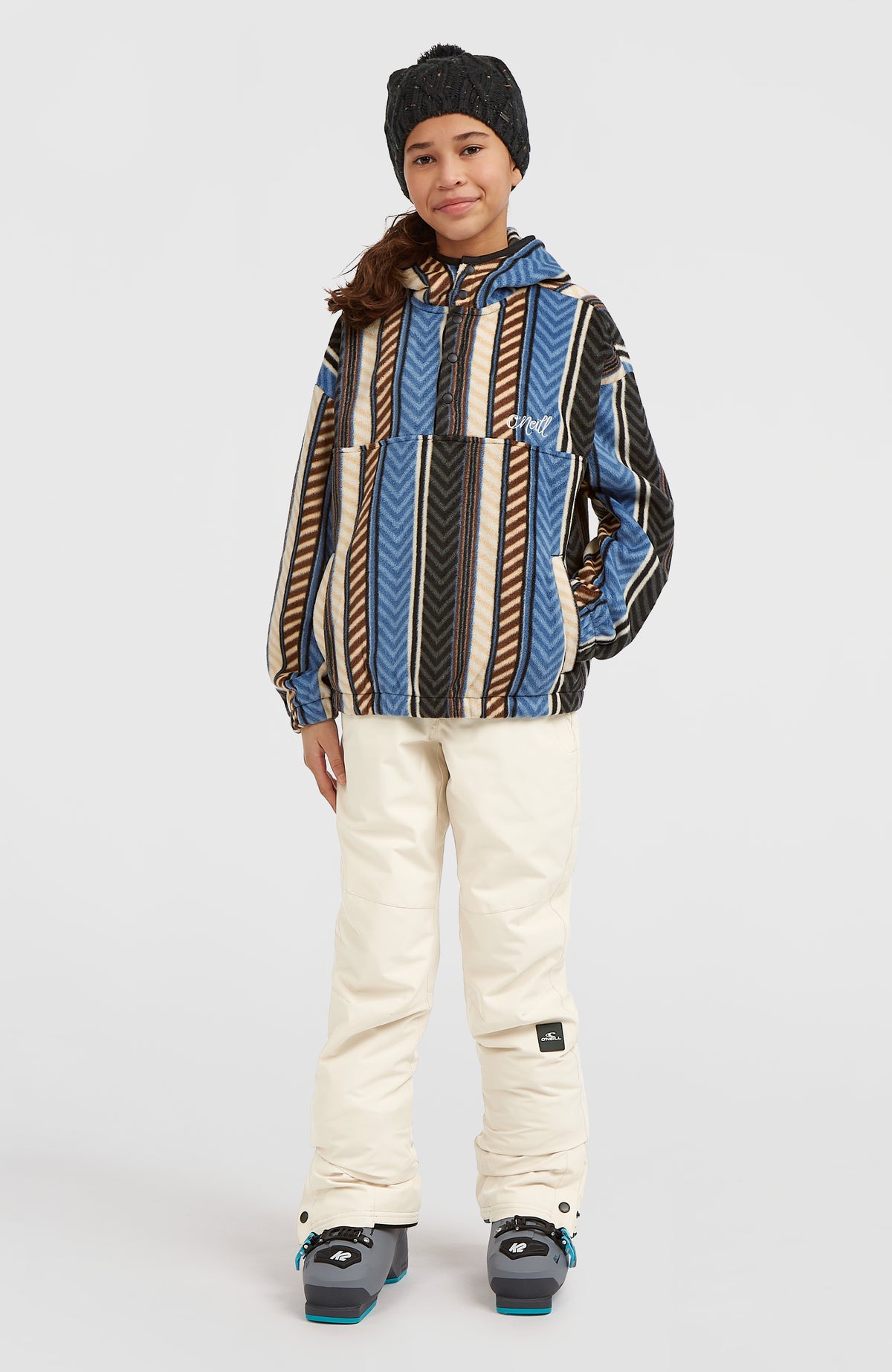 Superfleece Hoodie mit Halbreißverschluss | Blue Vintage O'Neill Stripe