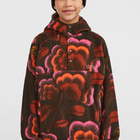Superfleece Hoodie mit Halbreißverschluss | Brown Originals Flower