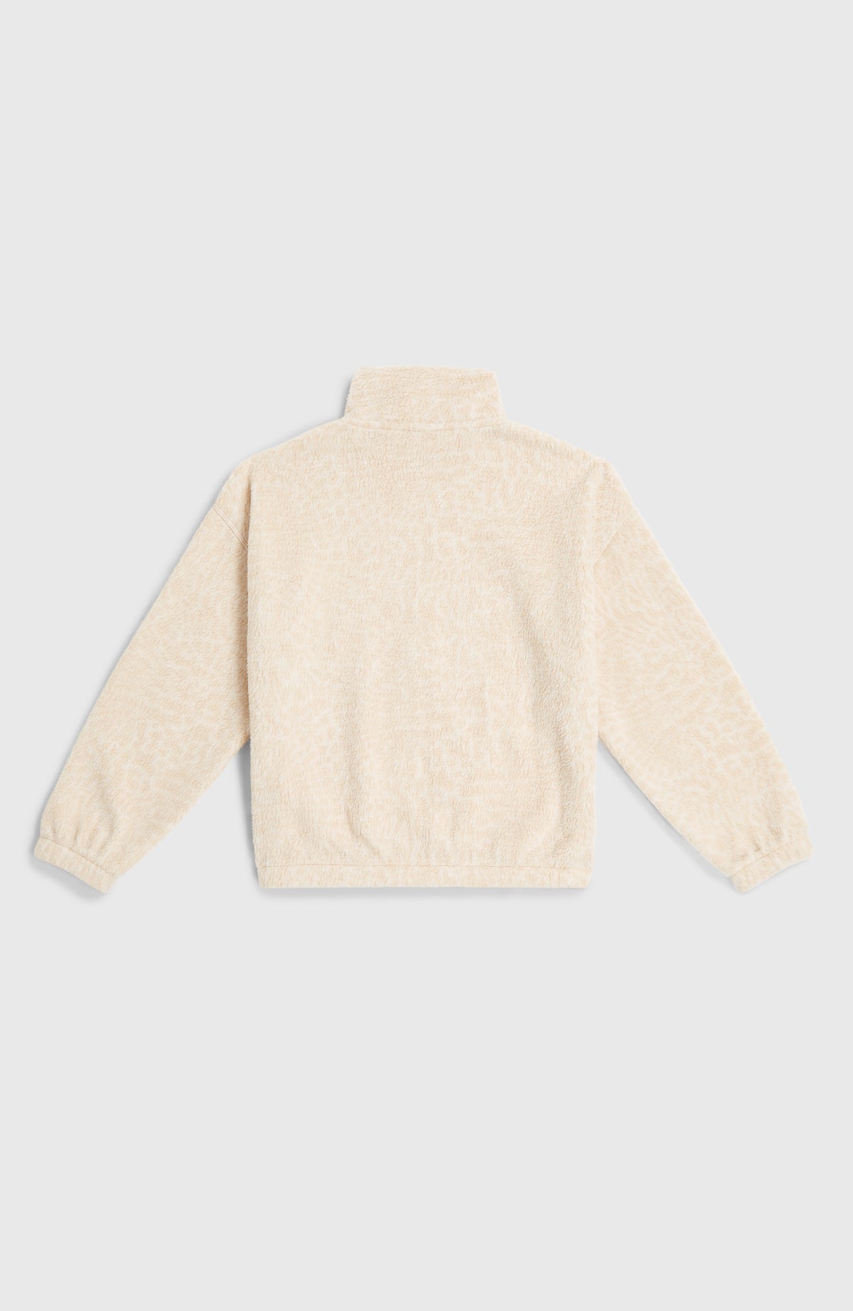 Flauschige Fleecejacke für Mädchen, beige, flach liegend von hinten mit elastischem Saum