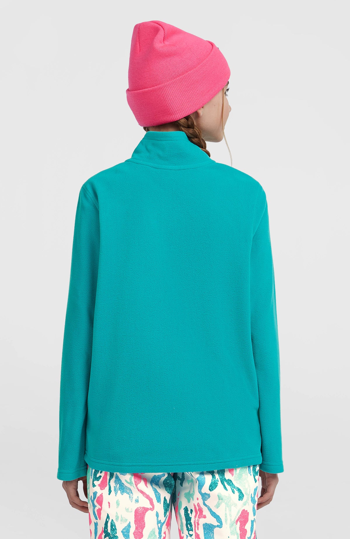 FWC'Cruz Jack's Fleecepullover für Mädchen in Blau, Rückansicht am Model mit Stehkragen