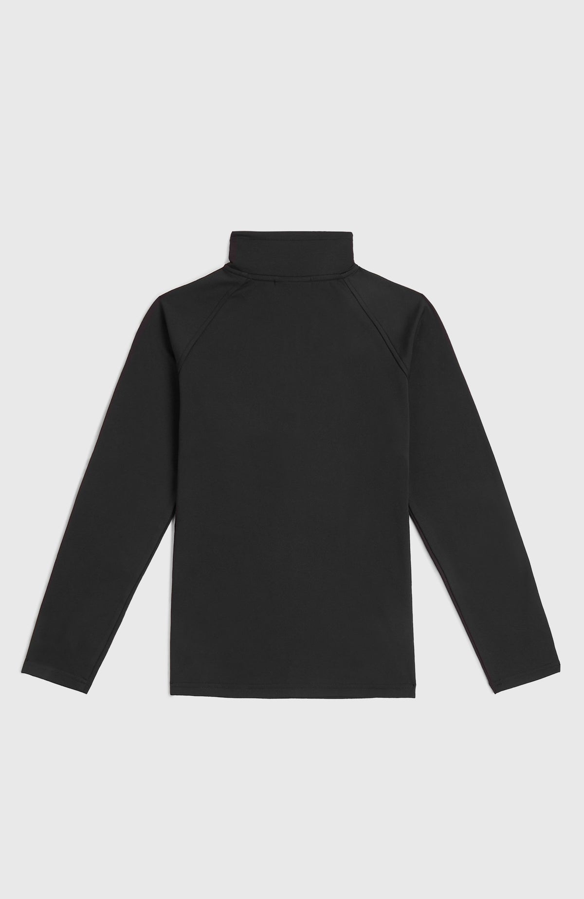 FWC'Cruz Fleecepullover für Mädchen, schwarz, flach liegend von hinten mit Stehkragen und Raglanärmeln