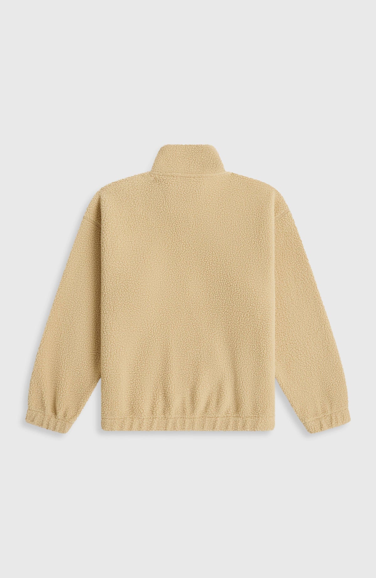 Flauschige Fleecejacke für Mädchen, beige, flach liegend von hinten mit elastischem Saum
