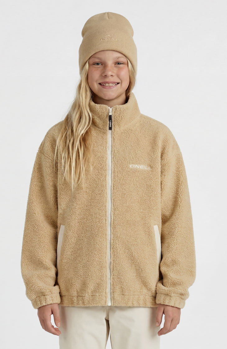 Flauschige Fleecejacke mit Reißverschluss | Olive Blush