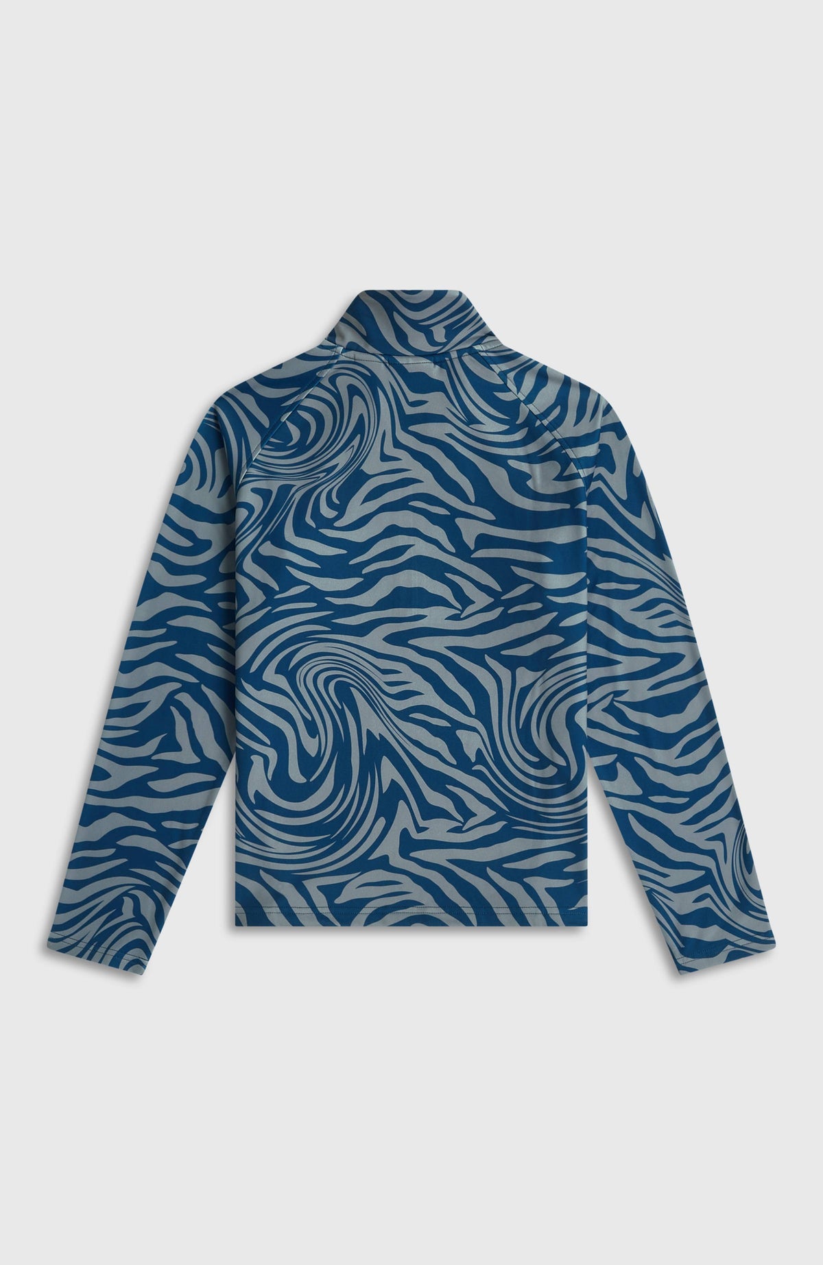 Blauer FWC'Cruz Printed Fleecepullover für Mädchen mit Zebramuster in Grau, flach liegend von hinten