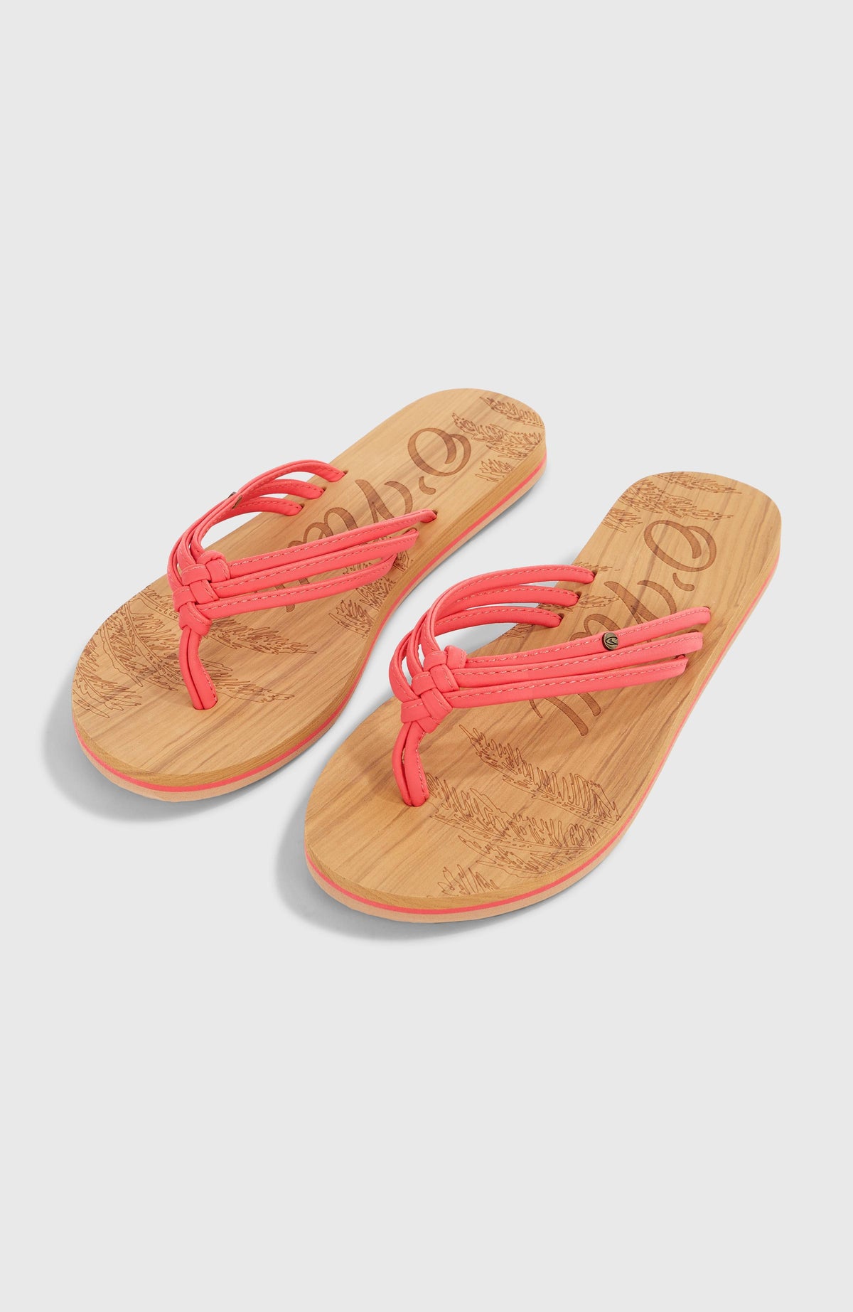 O'Neill Ditsy Sandalen für Mädchen, pink, freigestellt von schräg oben, Zehentrenner mit mehrteiligen Riemen