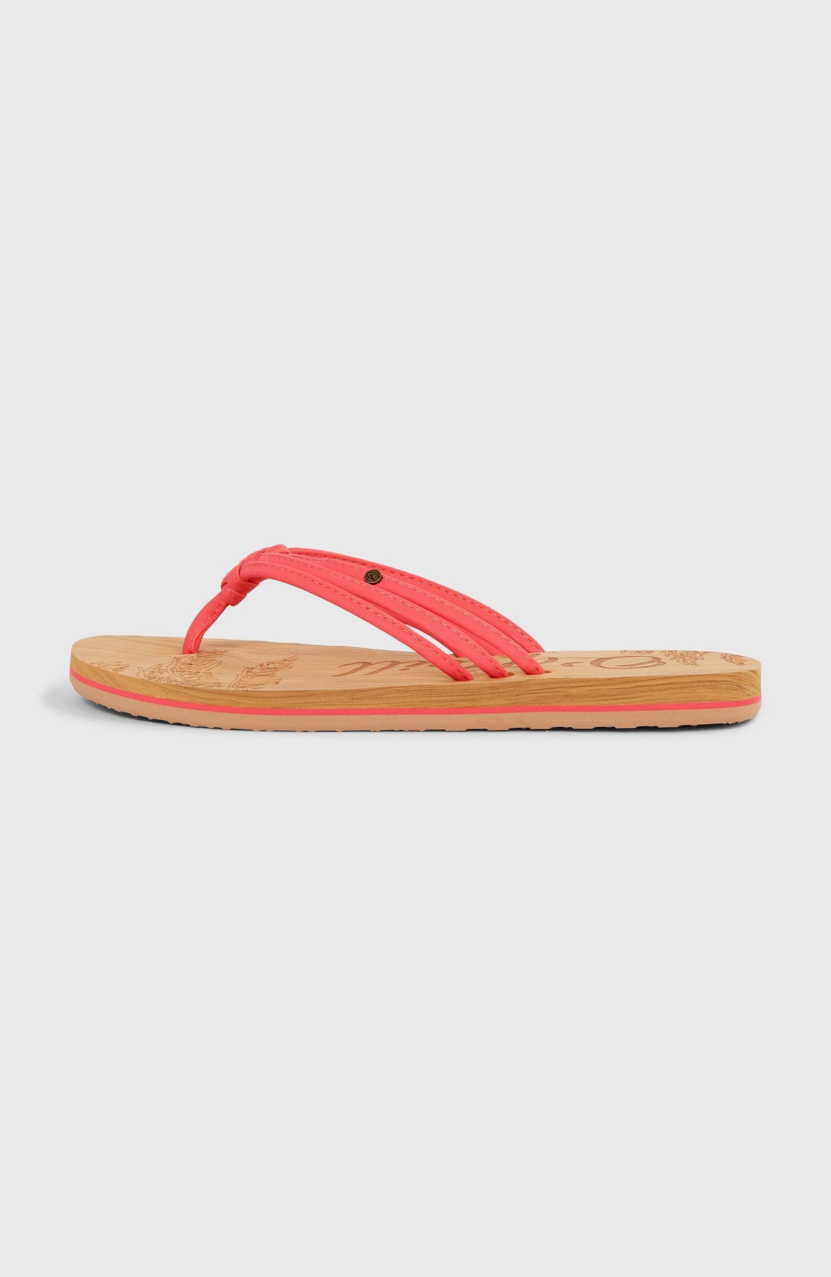 Ditsy Sandalen für Mädchen, pink, freigestellt von der Seite, flache Sohle mit Zierstreifen