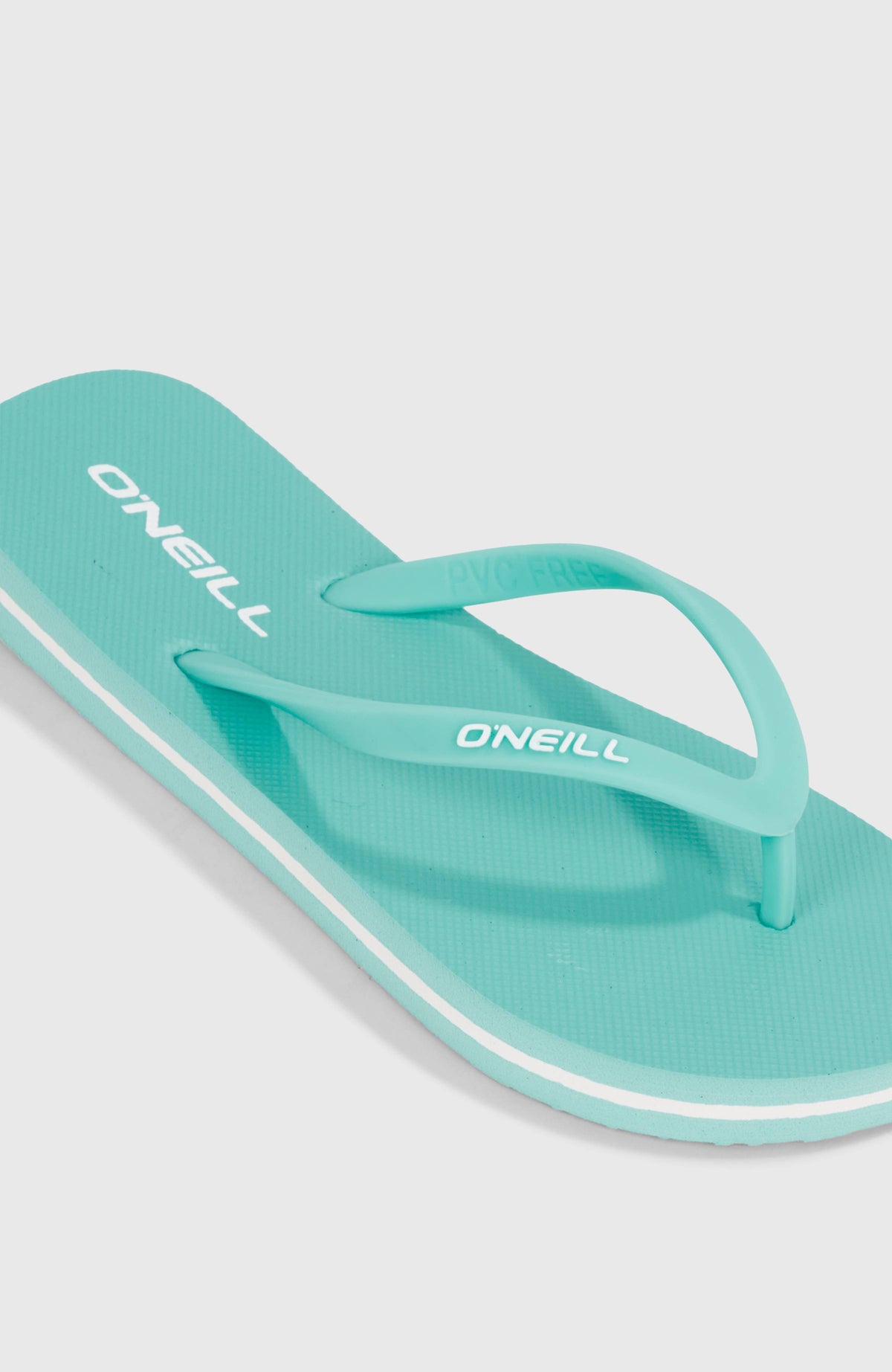 Profile Logo Sandalen, blau, Detailansicht von Riemen mit weißem Logo-Schriftzug
