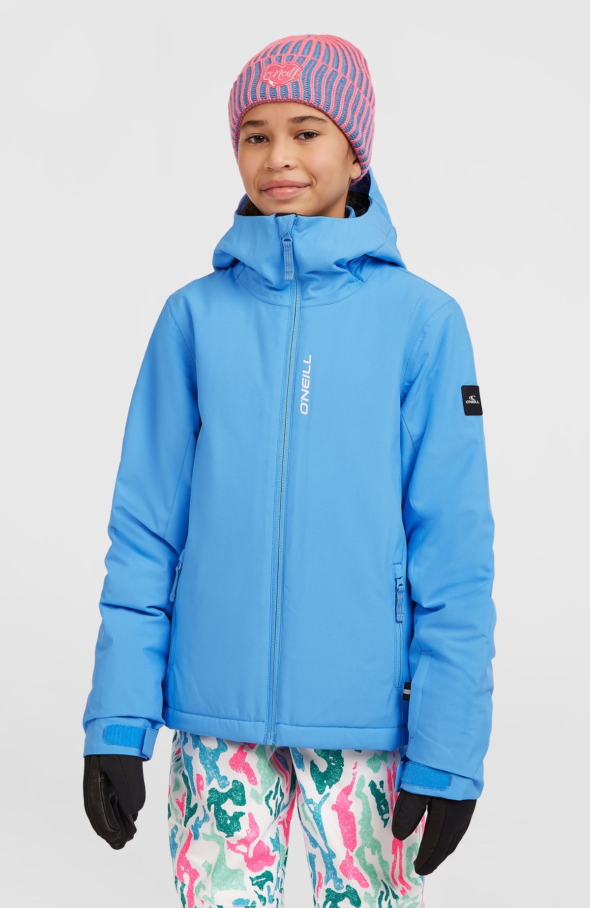O'Neill FWC'Cruz Skijacke für Mädchen, blau, Vorderansicht am Model