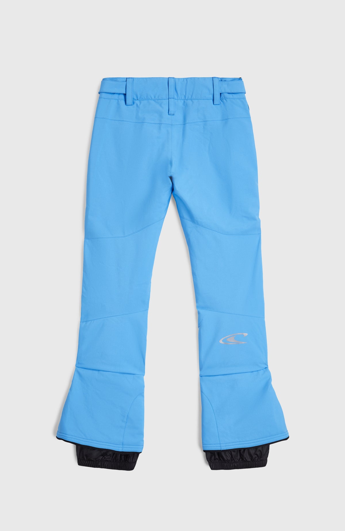 FWC'Cruz Skihose für Mädchen, blau, flach liegend von hinten, mit Gürtelschlaufen und Logo-Print am Hosenbein