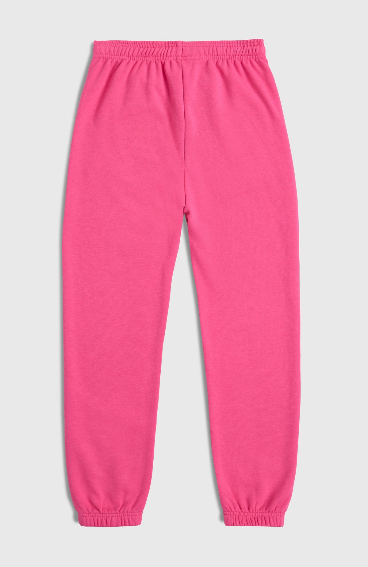 Essentials Jogginghose für Mädchen, pink, flach liegend in der Rückansicht mit elastischem Bund