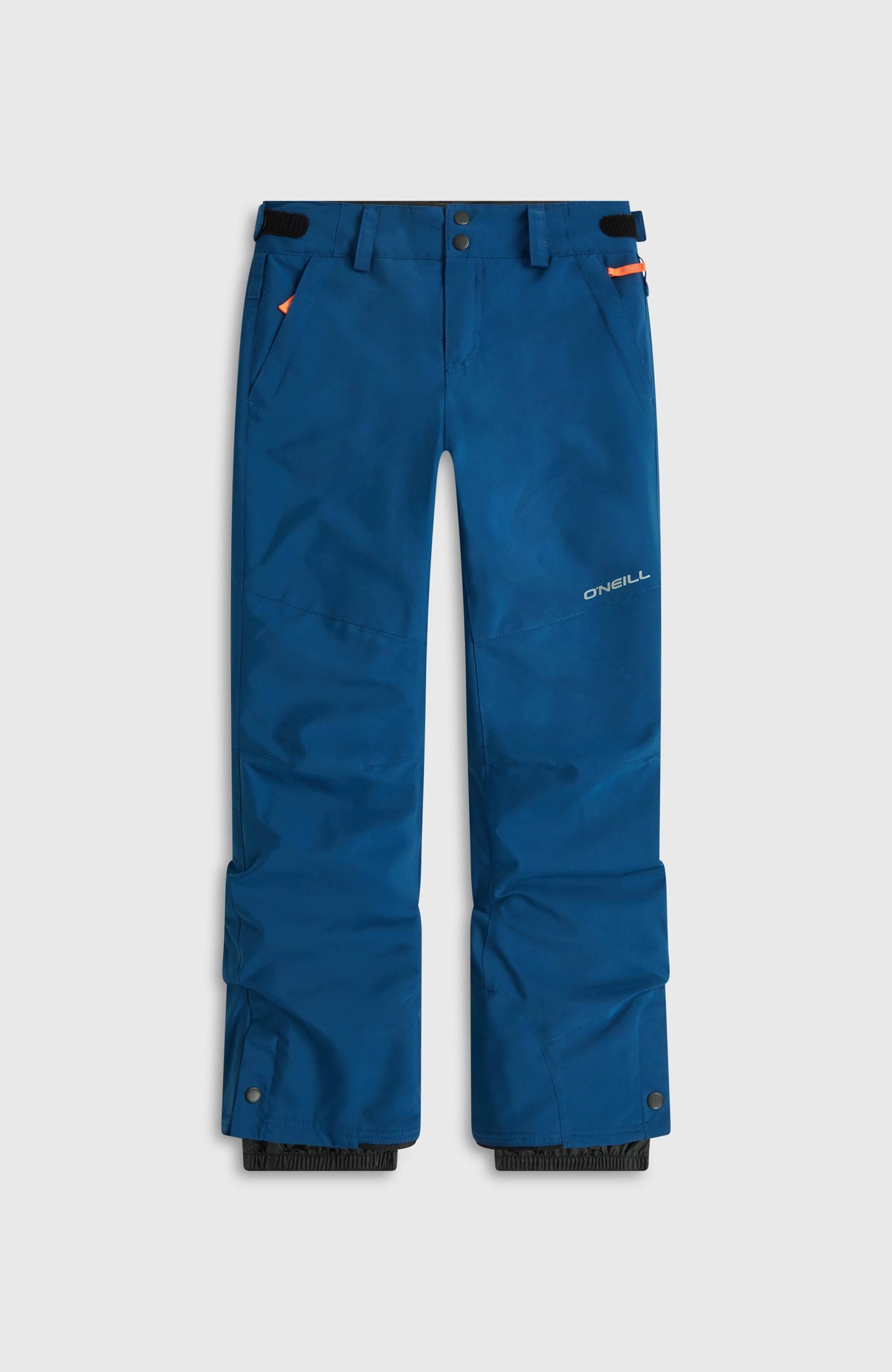 FWC'Cruz Skihose für Mädchen, blau, flach liegend von vorne mit Bundverschluss und integriertem Schneefang