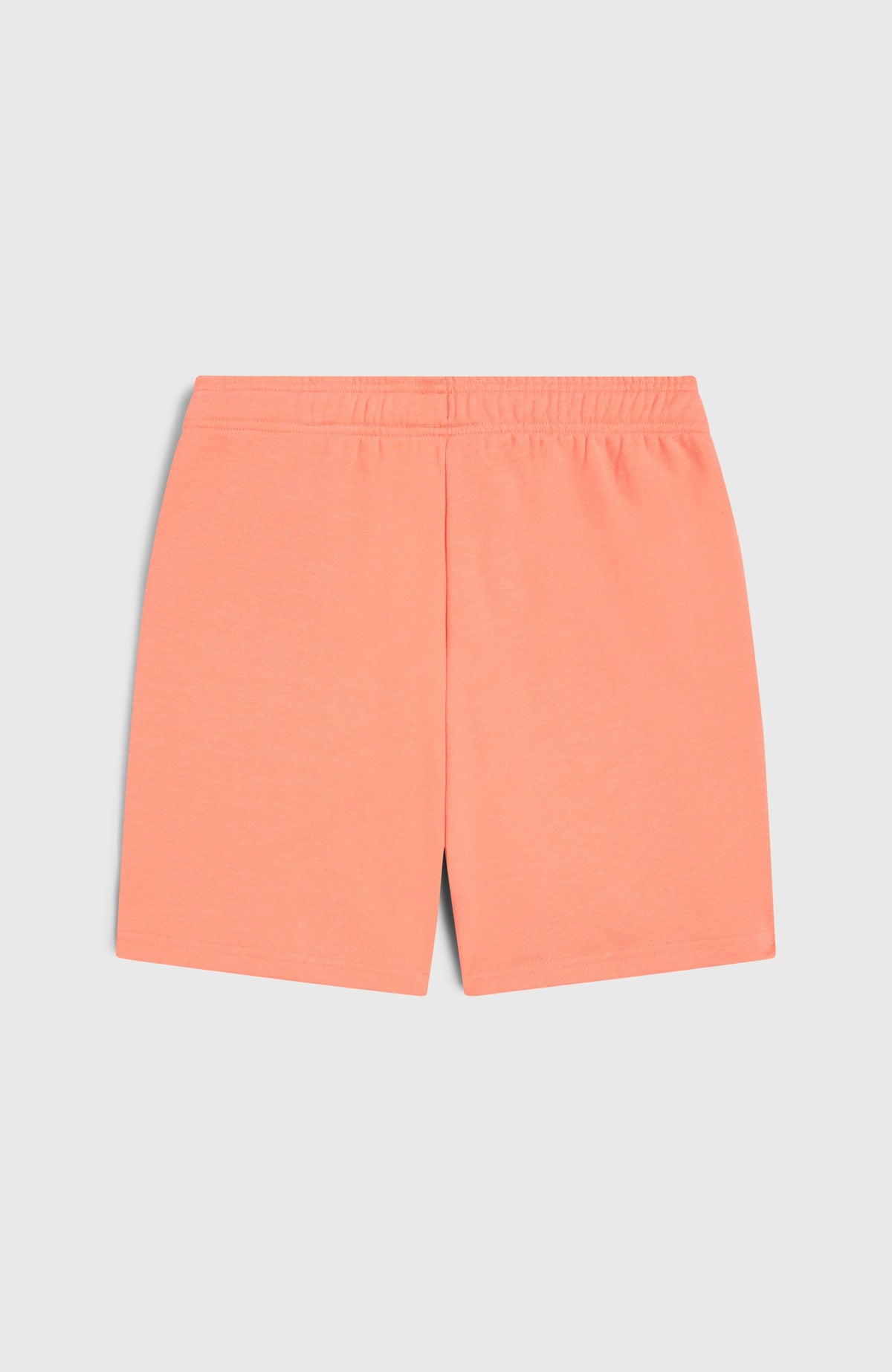 Pinke Heart Sweatshorts für Mädchen mit Logo-Print in Gelb, flach liegend von hinten