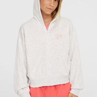 Script Kapuzenjacke mit Reißverschluss | White Melange