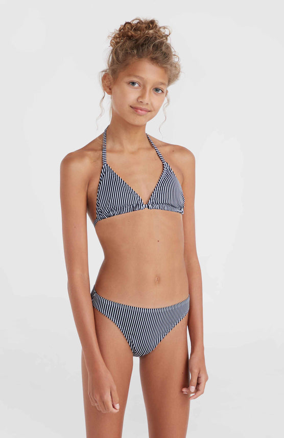 Essentials Triangel-Bikini-Set | Black Simple Stripe