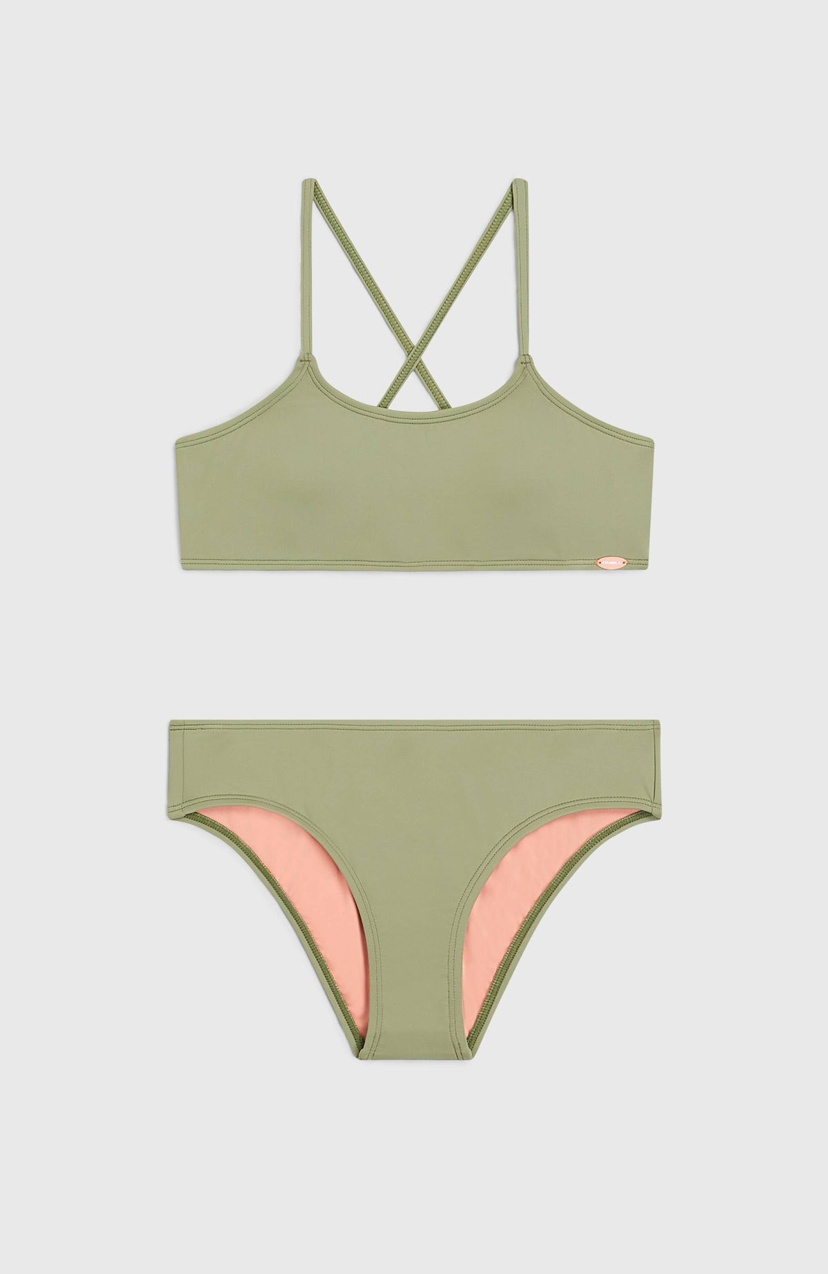 Essentials Bralette-Bikini-Set für Mädchen, grün, flach liegend von vorne
