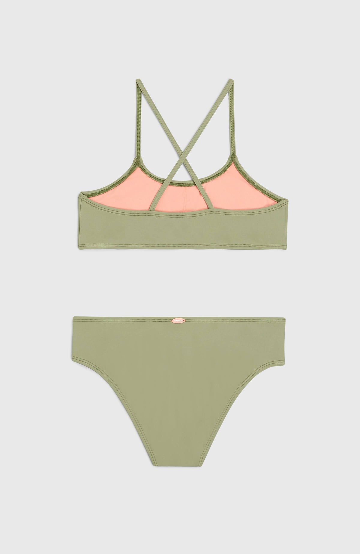 Essentials Bralette-Bikini-Set für Mädchen, grün, flach liegend von hinten