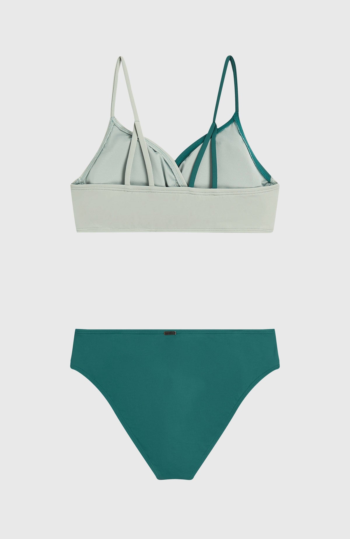Essentials Baay Bikini-Set für Mädchen, grün, flach liegend von hinten, Trägerkonstruktion und Bikinihose