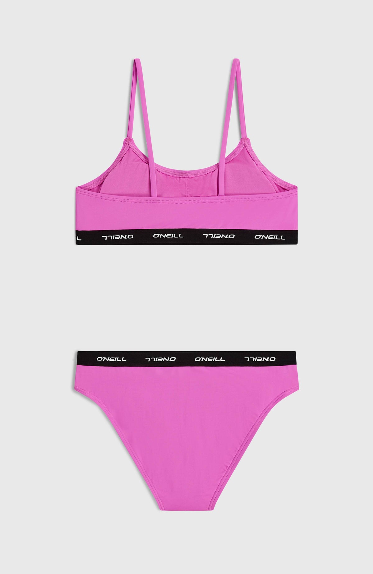 Sport Bikini-Set für Mädchen, lila, flach liegend von hinten, Rückseite von Oberteil und Bikinihose