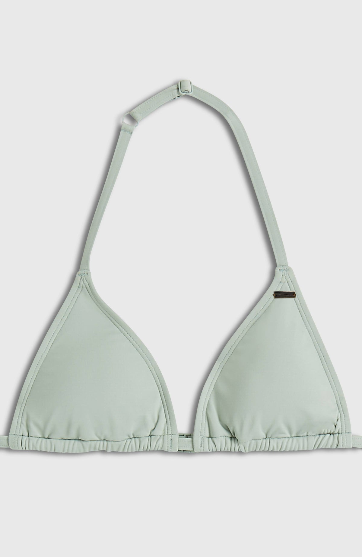 Essentials Triangel-Bikini-Set für Mädchen, grün, Nahaufnahme des Triangel-Oberteils, flach liegend