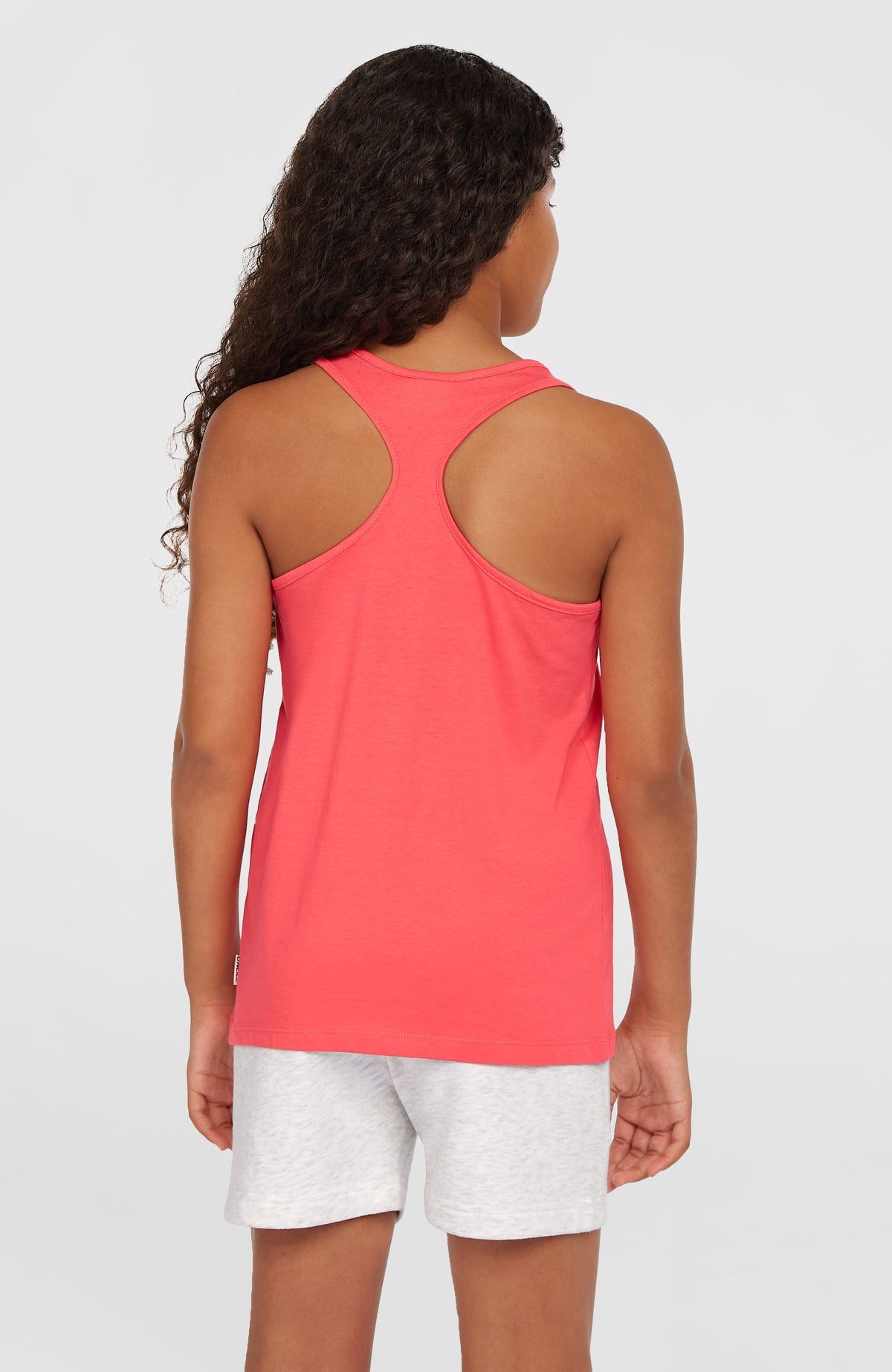 Summer Graphic Tanktop für Mädchen, pink, Rückansicht am Model mit Racerback-Trägern