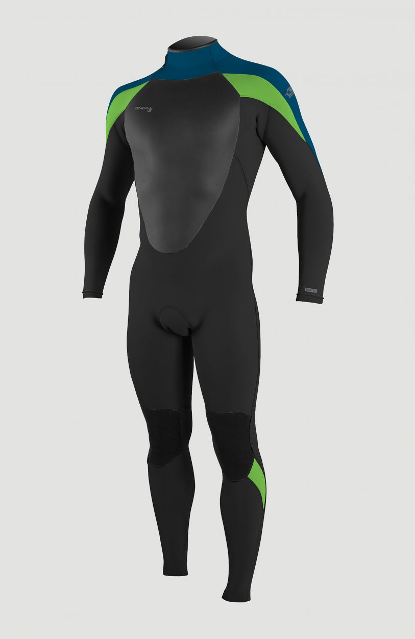 O'Neill Epic 4/3mm Back Zip Full Wetsuit Neoprenanzug für Herren, schwarz, freigestellt in Vorderansicht