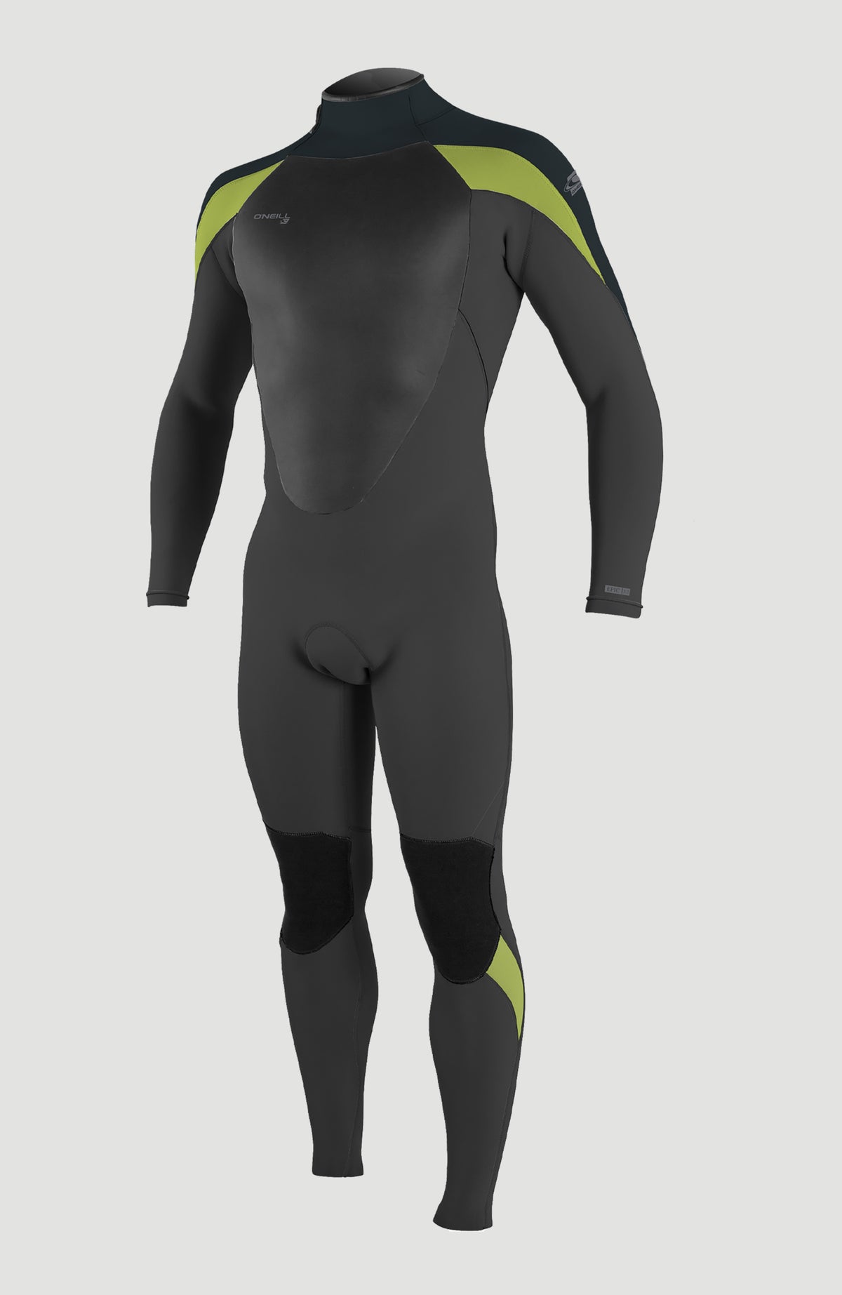 O'Neill Epic 4/3mm Back Zip Full Wetsuit Neoprenanzug für Herren in Schwarz, freigestellt in Vorderansicht