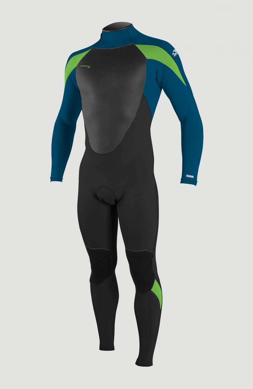 O'Neill Epic 3/2mm Back Zip Full Wetsuit Neoprenanzug für Jungen, schwarz, freigestellt von vorne