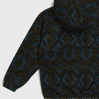 Superfleece Hoodie mit Halbreißverschluss | Black Retro Ikat