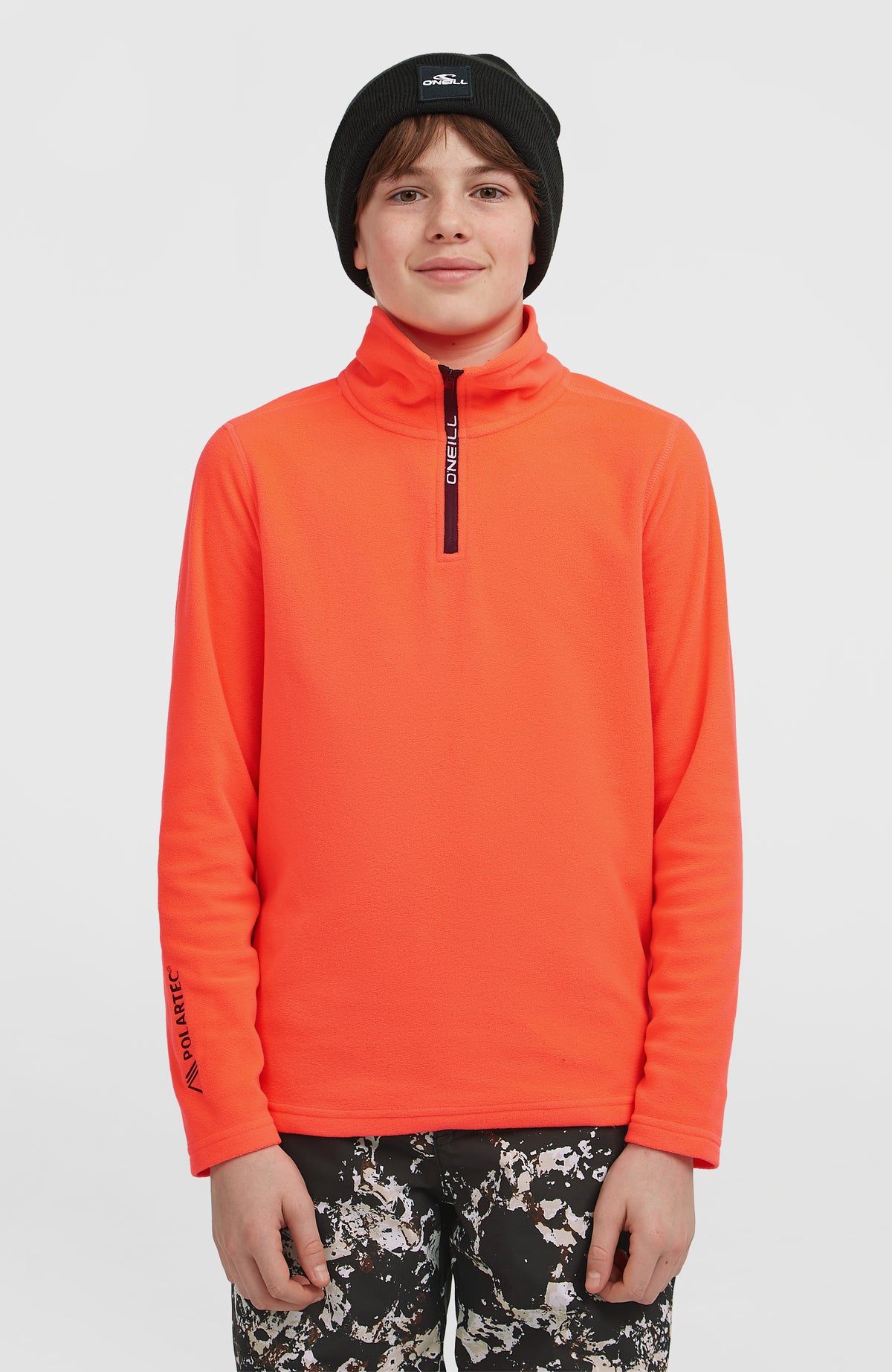 O'Neill FWC'Cruz Jack's Polartec® Fleecepullover mit Halbreißverschluss für Jungen, rot, Vorderansicht am Model