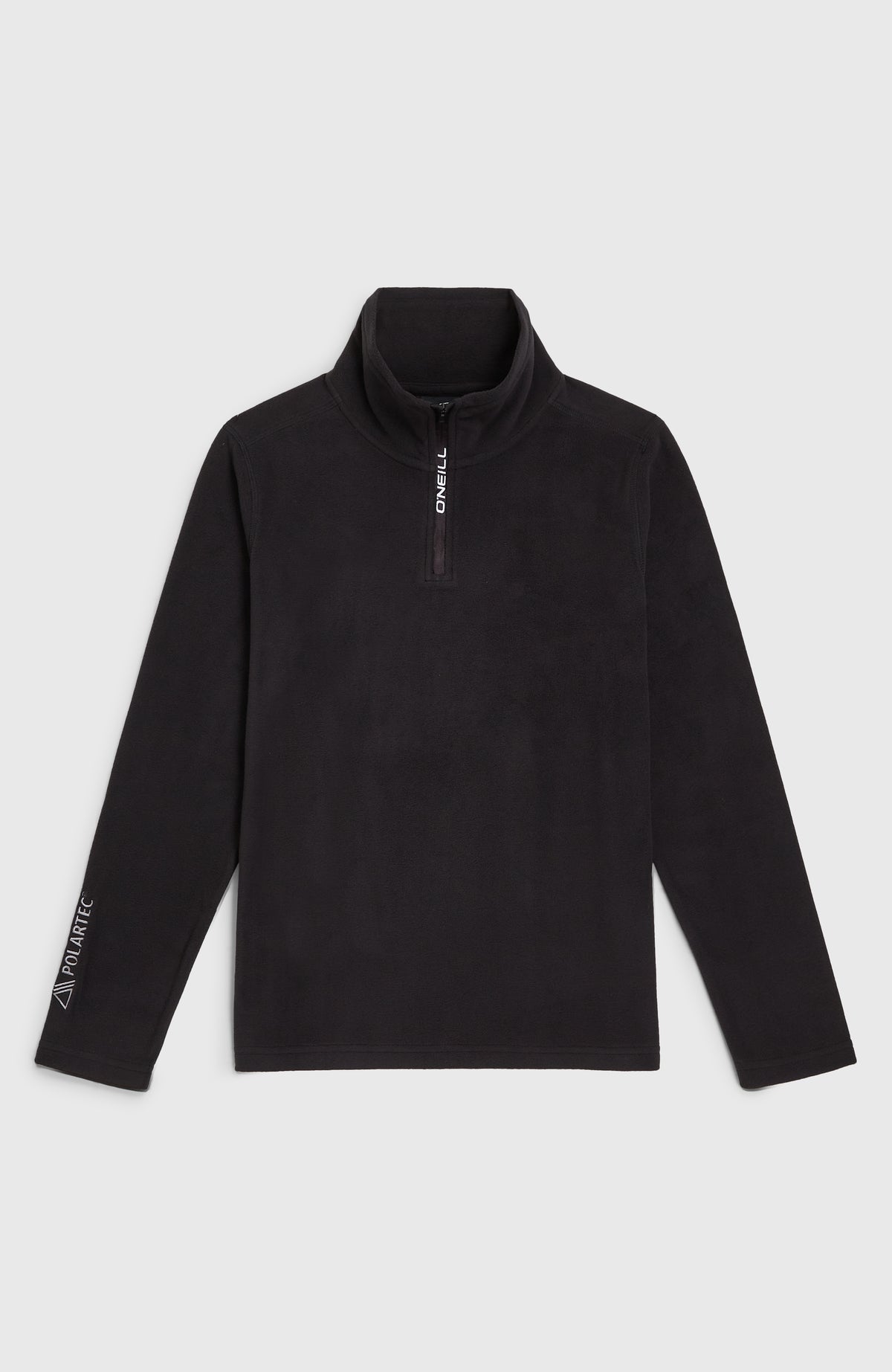 FWC'Cruz Jack's Fleecepullover für Jungen, schwarz, flach liegend von vorne mit Logo-Schriftzug am Ärmel