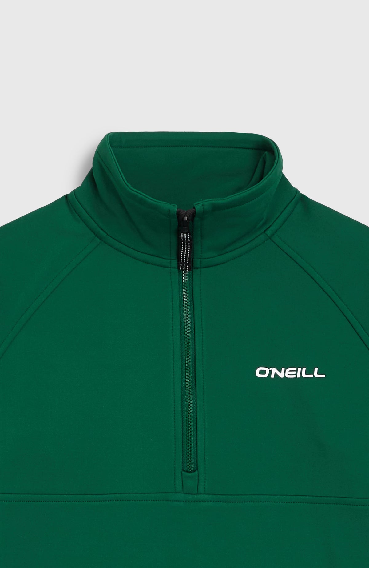 FWC'Cruz Fleecepullover für Jungen, grün, Nahaufnahme von Kragen, Reißverschluss und Logo-Print