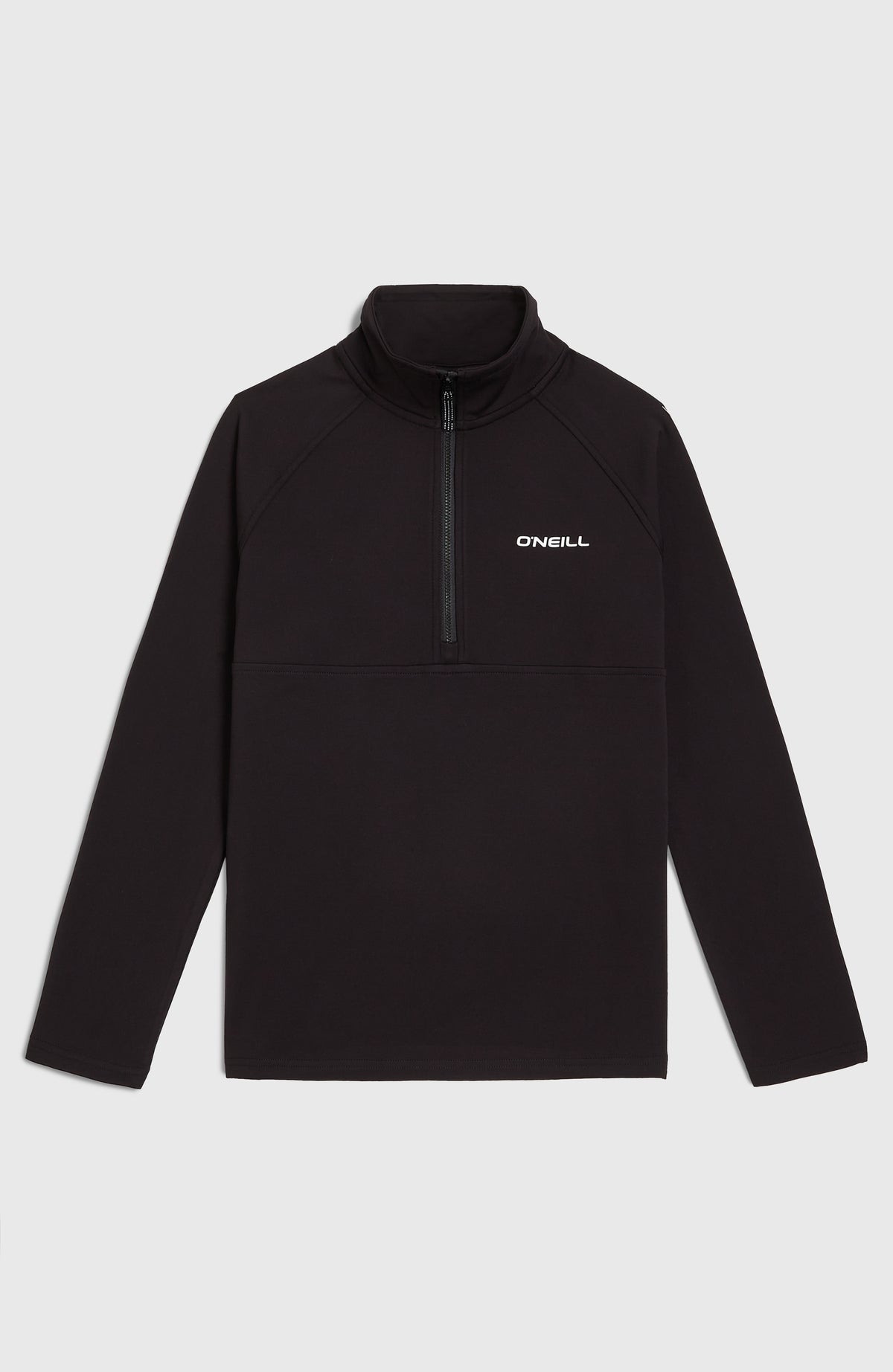 Schwarzer FWC'Cruz Fleecepullover für Jungen, flach liegend von vorne mit kurzem Reißverschluss