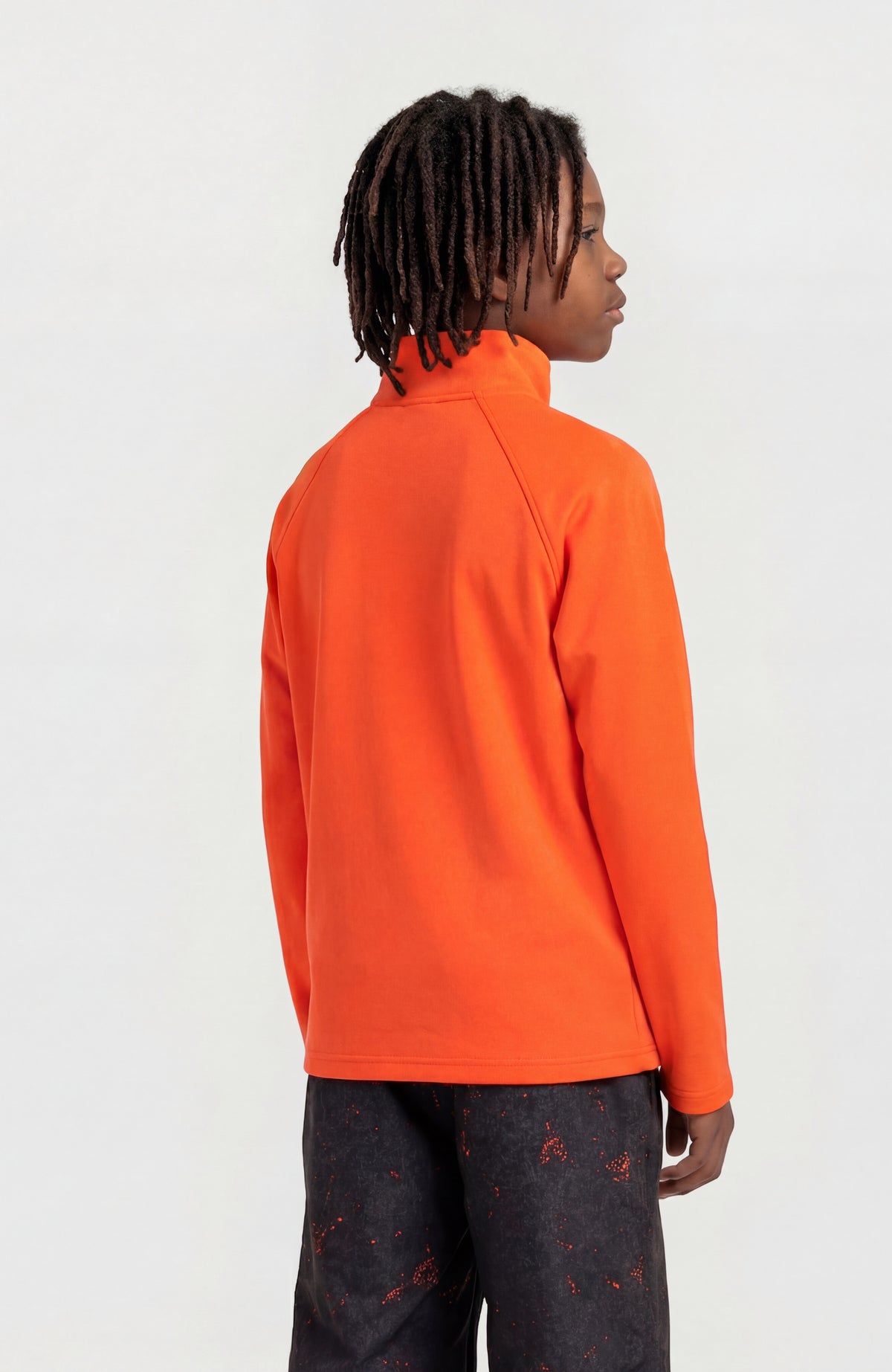 FWC'Cruz Half-Zip Fleecepullover für Jungen, rot, Rückansicht am Model mit Raglanärmeln