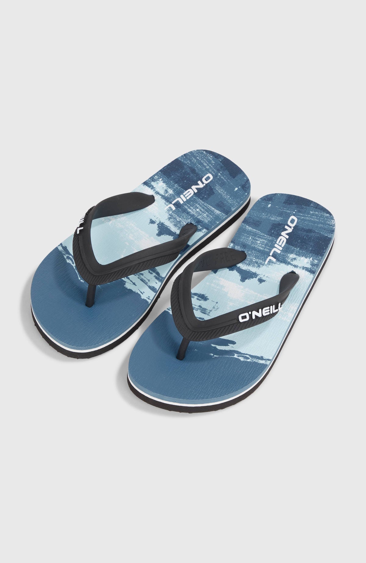 O'Neill Profile Graphic Sandalen für Jungen, blau mit Streifenmuster in Hellblau, freigestellt von schräg oben