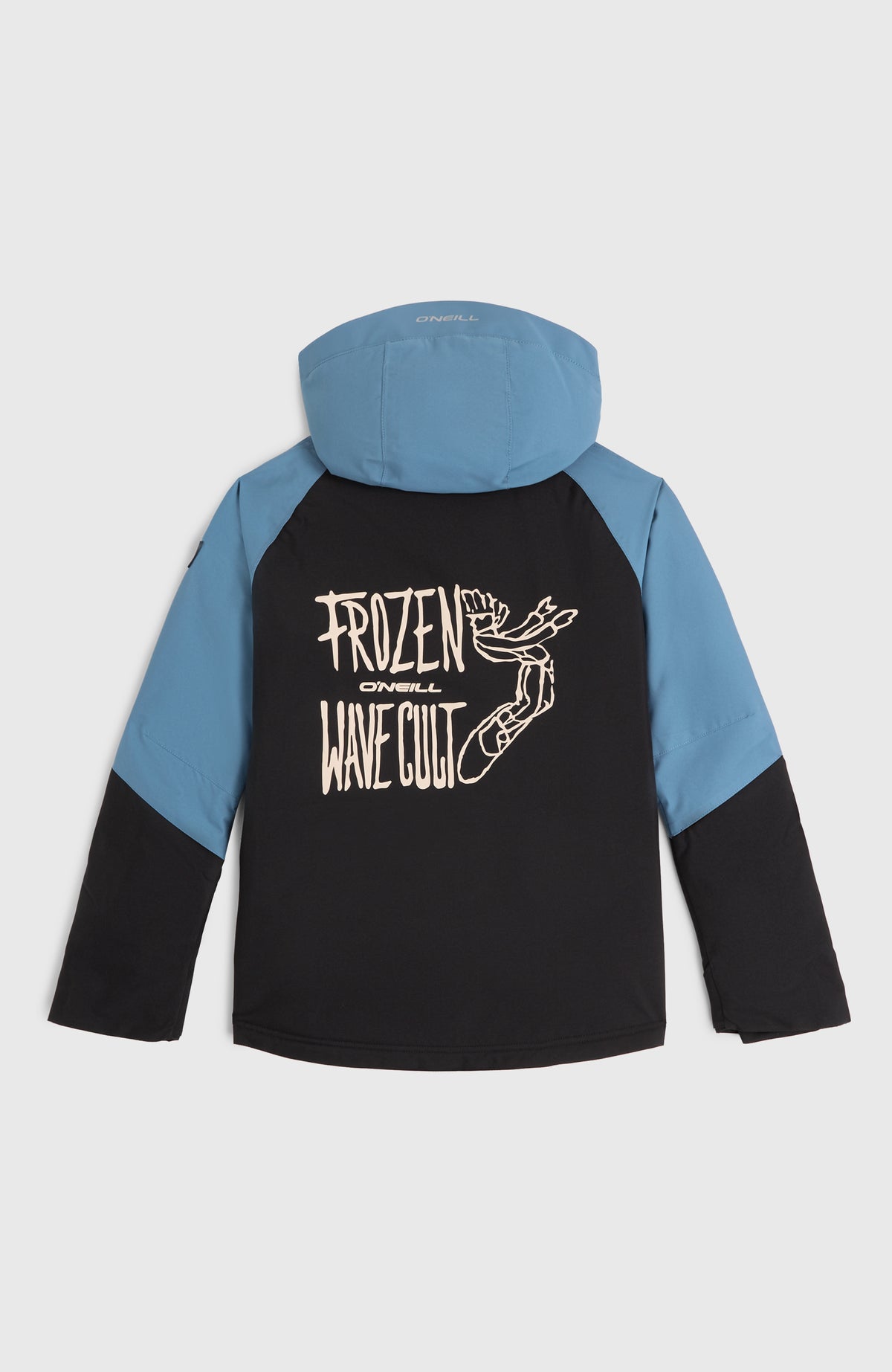 FWC'Play Ski- und Snowboardjacke für Jungen, blau mit Grafik-Print in Beige, flach liegend von hinten