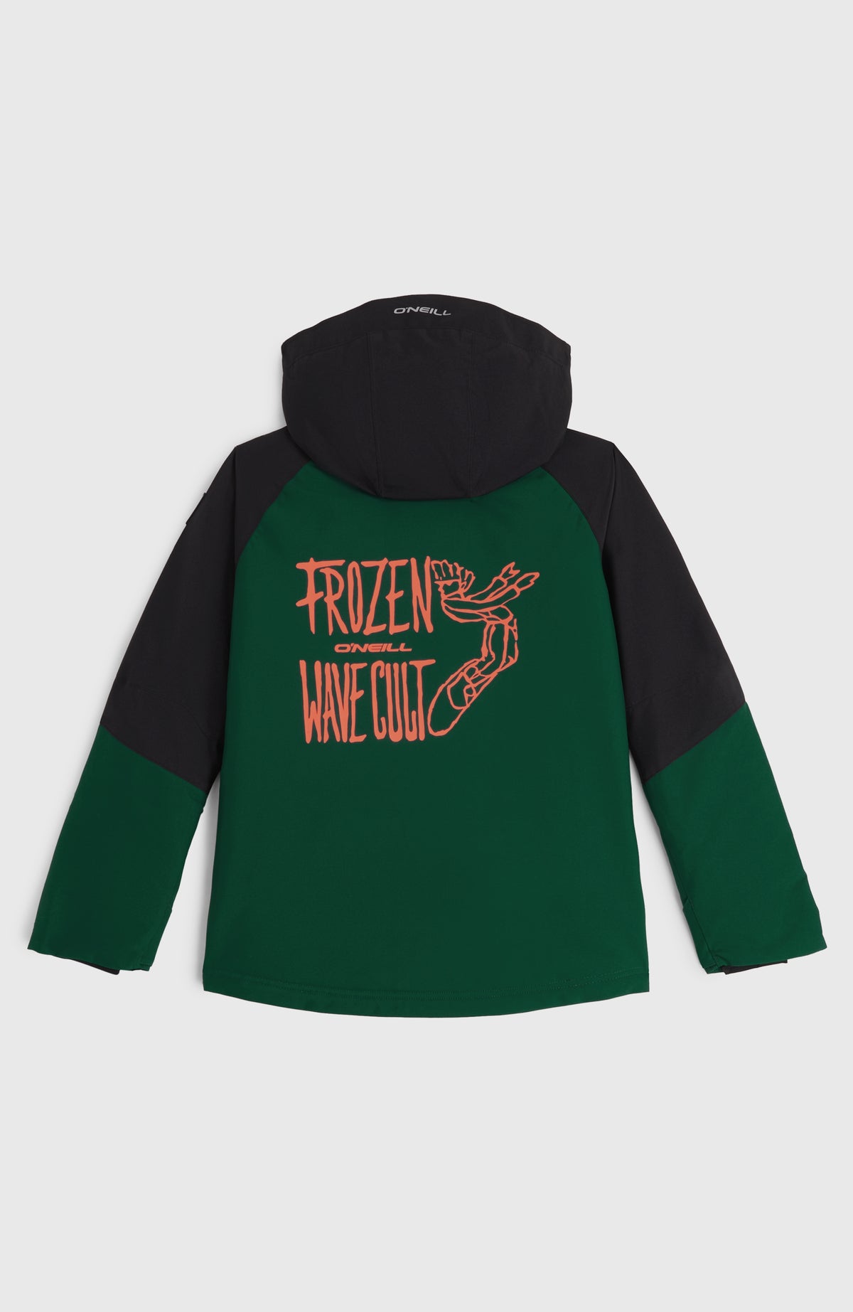 FWC'Play Ski- und Snowboardjacke für Jungen, schwarz, flach liegend von hinten mit Rückenprint