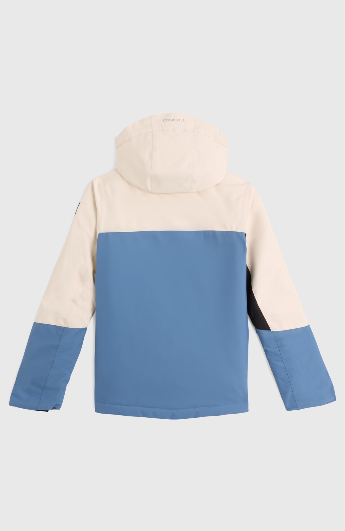 FWC'Cruz Triple Skijacke für Jungen in Beige-Mix, flach liegend von hinten mit Kapuze und Farbblöcken