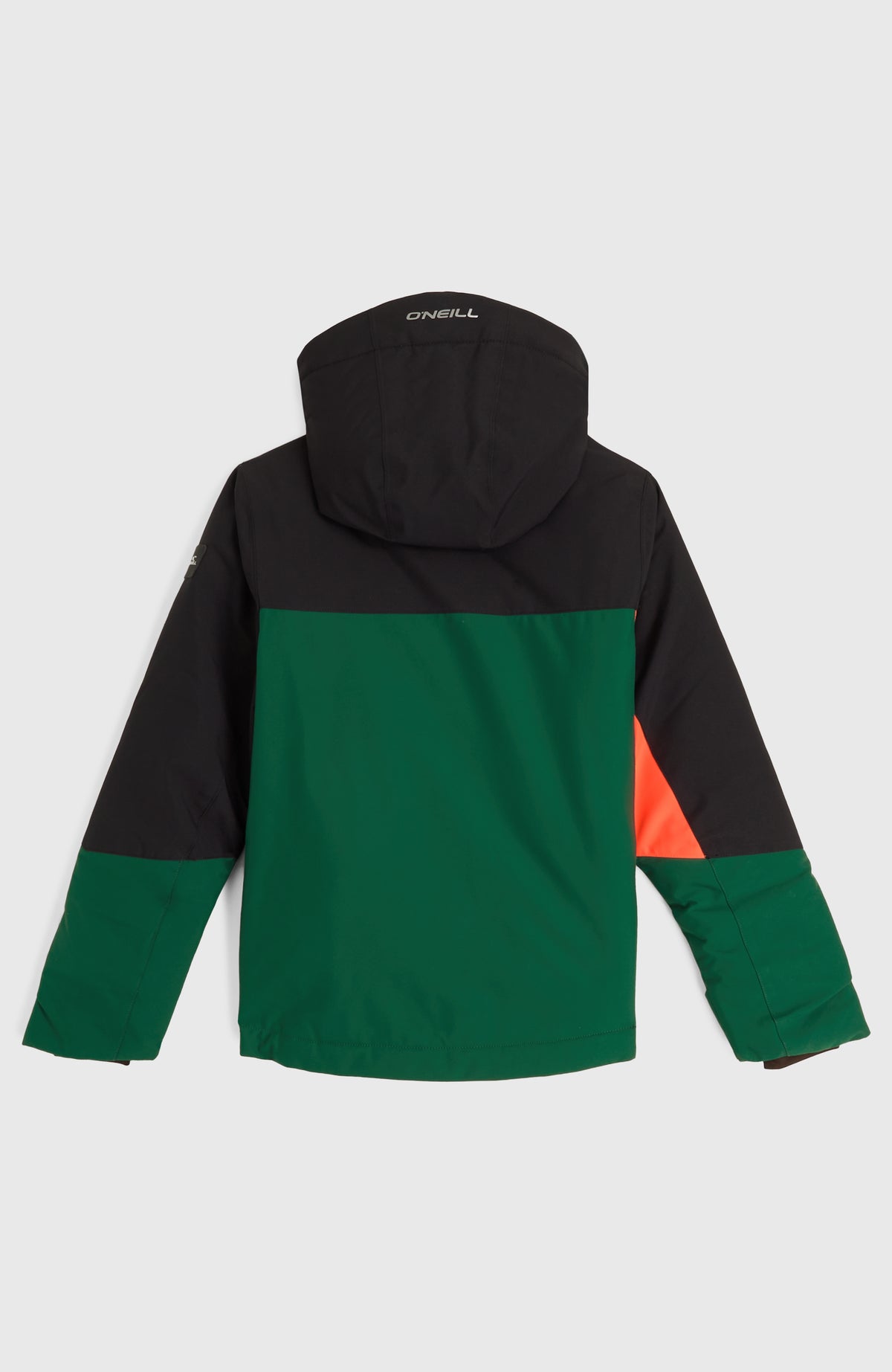 FWC'Cruz Triple Skijacke für Jungen, schwarz, flach liegend von hinten mit Kapuze und Logo-Schriftzug
