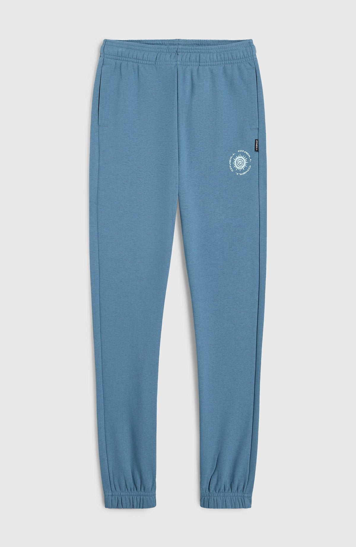 Blaue Logo Jogginghose für Jungen mit Logo-Print und elastischem Bund, flach liegend von vorne
