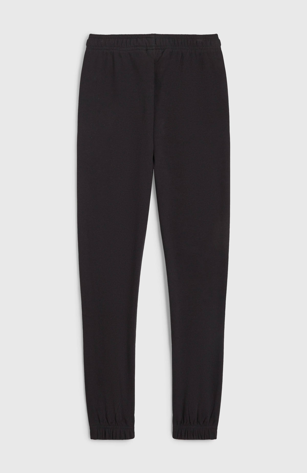 Logo Jogginghose für Jungen in Schwarz, flach liegend von hinten, elastischer Bund und Bündchen