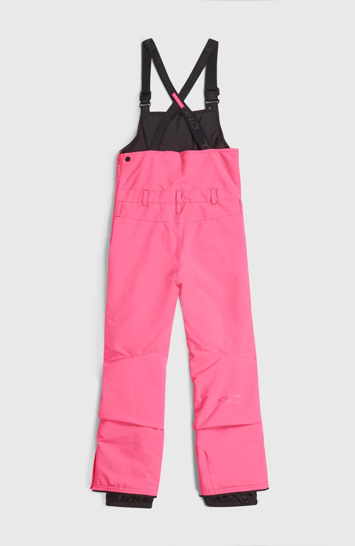FWC'Cruz Bib Skihose für Kinder, pink, flach liegend von hinten mit elastischen Kreuzträgern