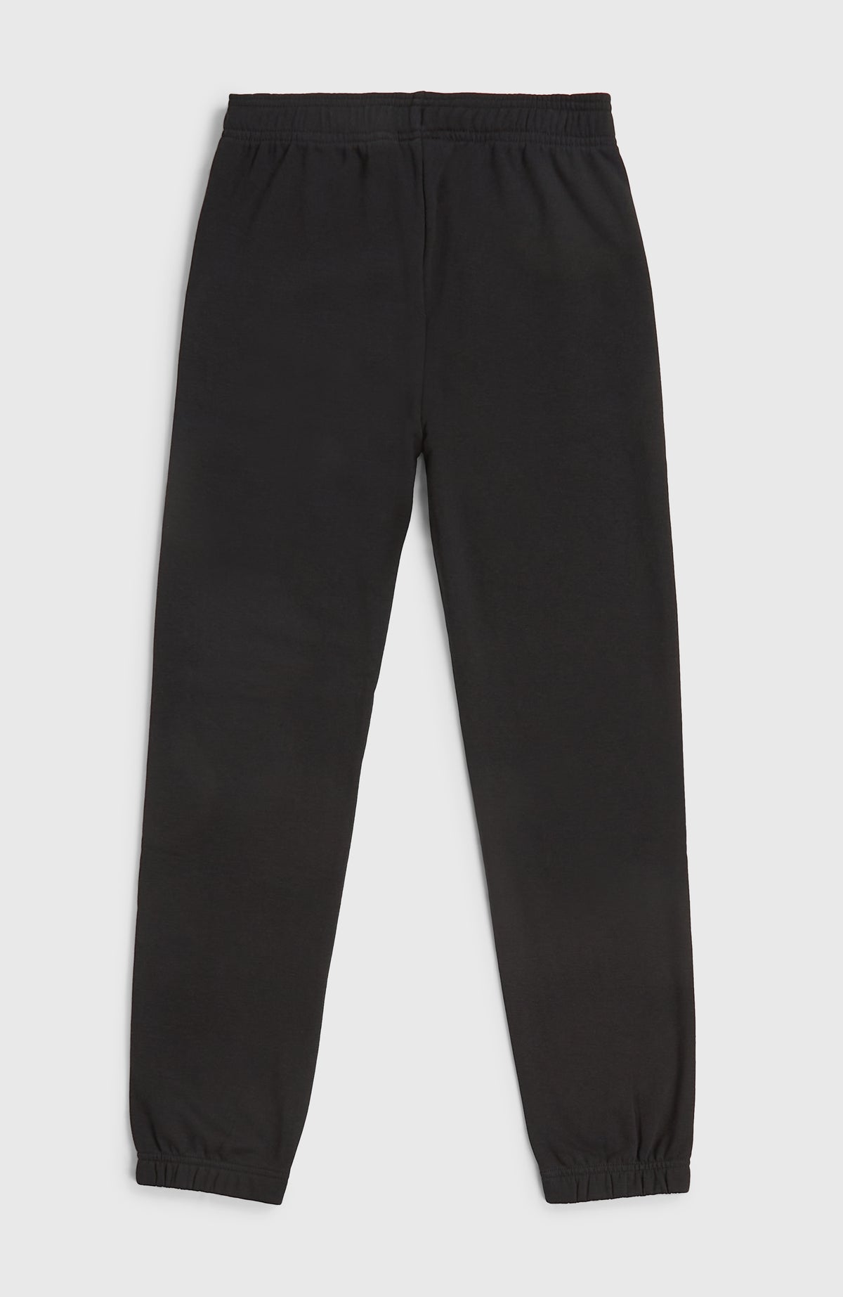 Essentials Jogginghose für Jungen, schwarz, flach liegend von hinten mit elastischem Bund