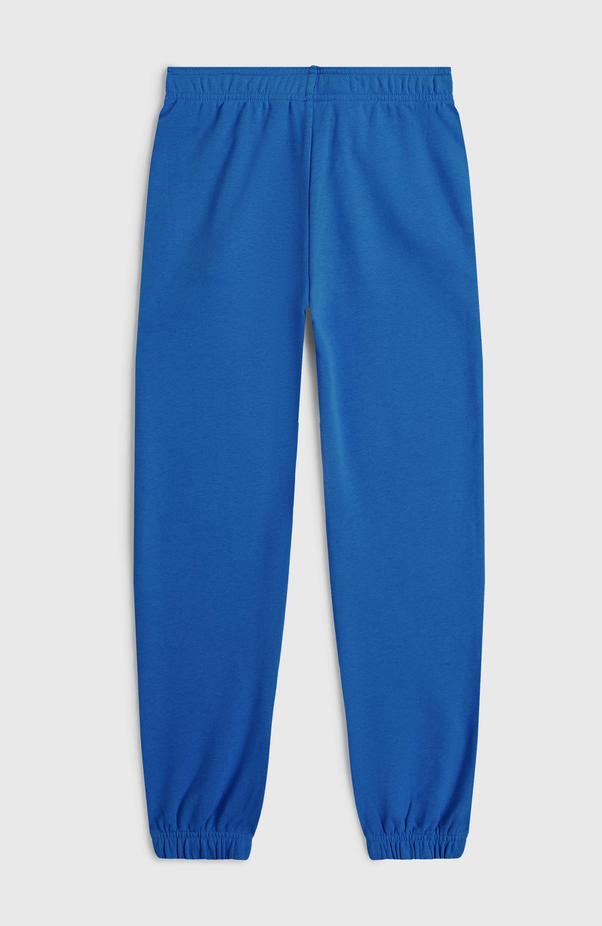 Blaue Cali Jogginghose für Jungen, flach liegend von hinten