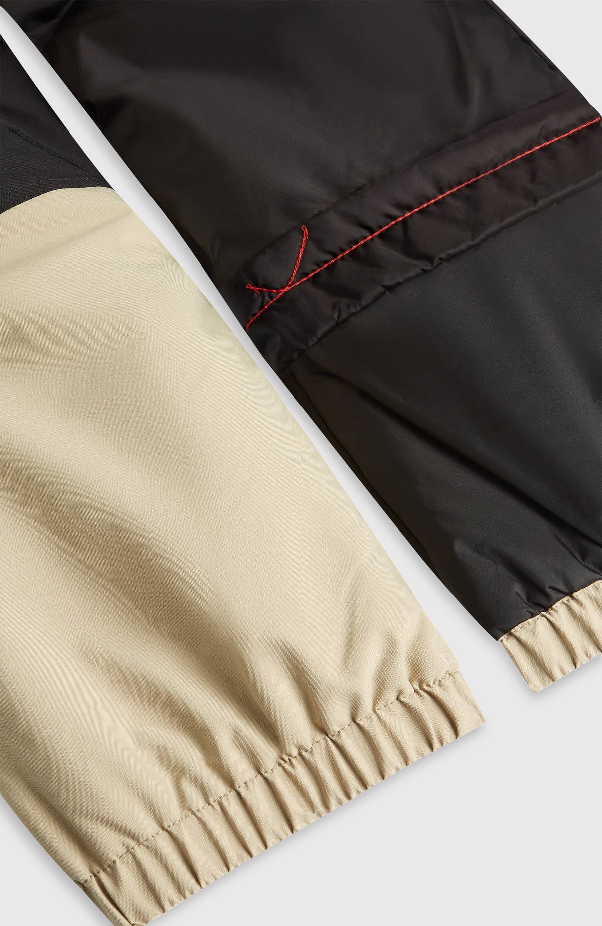 FWC'Cruz Cargo-Skihose für Jungen, beige, Nahaufnahme der Beinabschlüsse und des Innenfutters flach liegend