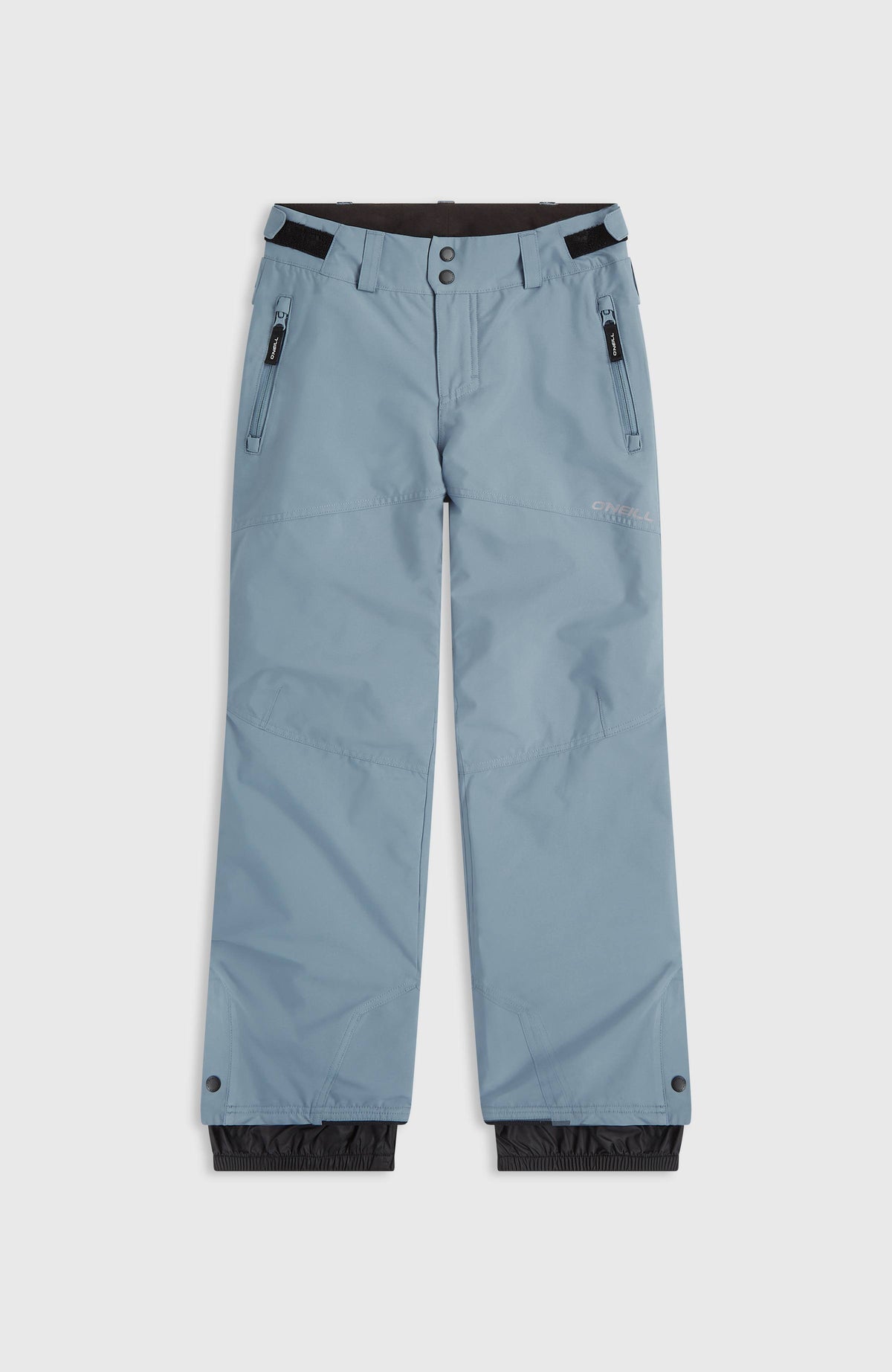 FWC'Cruz Skihose für Jungen, blau, flach liegend von vorne mit Reißverschlusstaschen und Schneefang am Saum