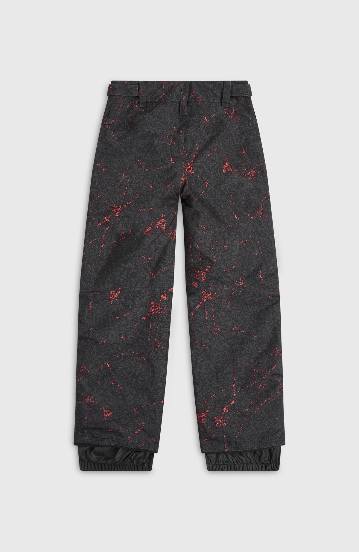 Schwarze FWC'Cruz Skihose für Jungen mit Sprenkelmuster in Orange, flach liegend von hinten